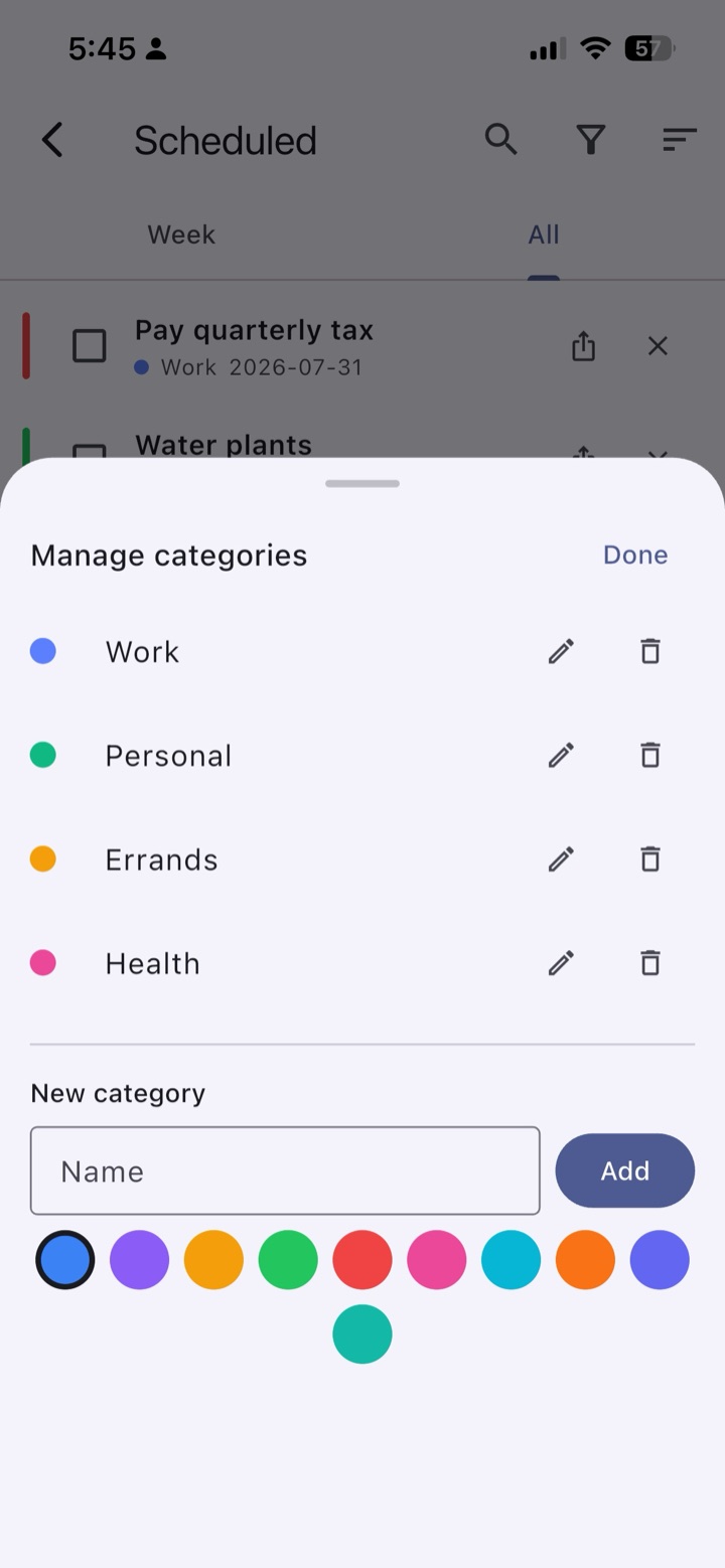Make your own categories. Colour-code them. Done.